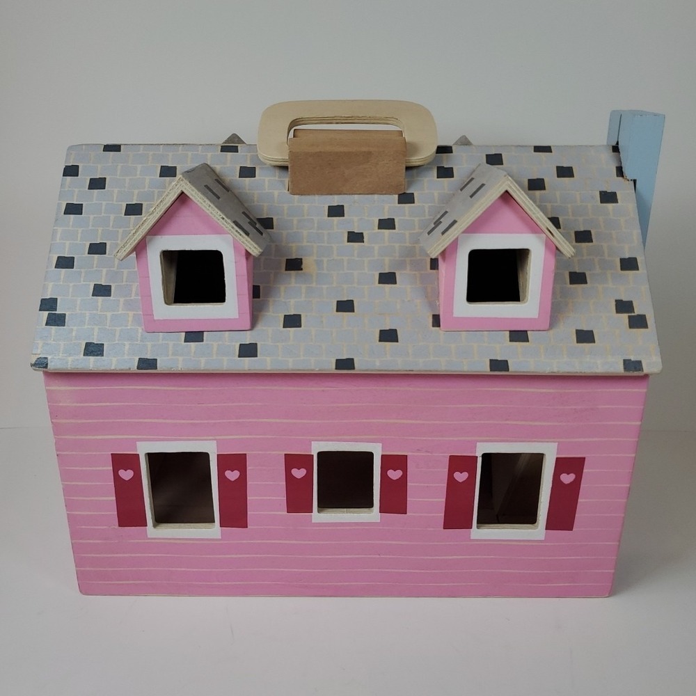 Melissa & Doug Fold and Go Wooden Dollhouse Pink Purple Door-House Only - Picture 5 of 9